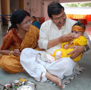 Indian parents with baby. 